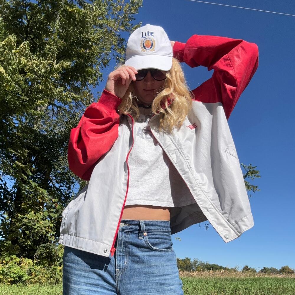 Vintage 90s Miller Lite Beer Hat White Y2K Strapback Dad Cap